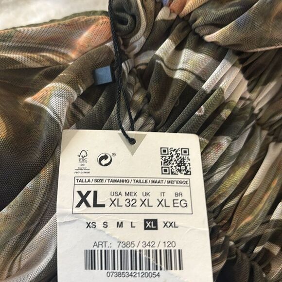 Zara Marble Ruched Mesh Bodycon Mini Dress XL - Picture 6 of 6